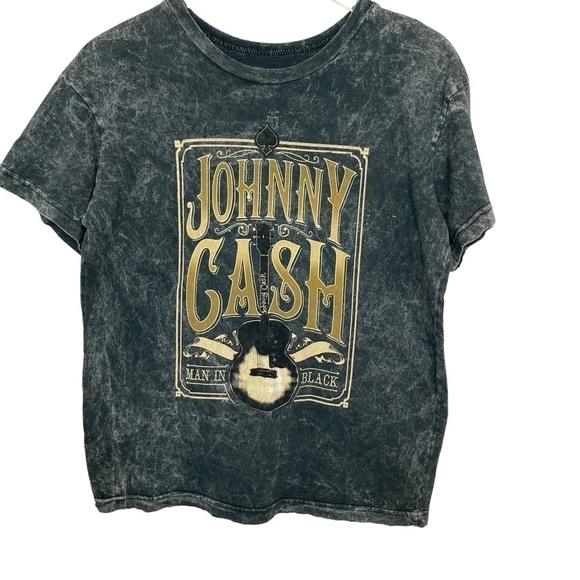 Cash Johnny Cash Man in Black T-Shirt Distressed Black Size L - Picture 2 of 10